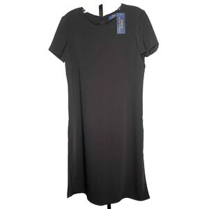 Polo Ralph Lauren Twill Short Sleeve Side Slits Black Long Tunic Top Womens Sz 0